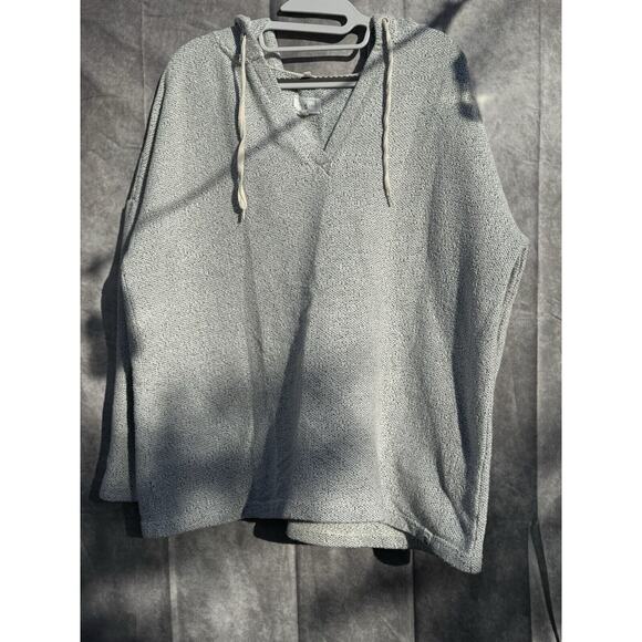 Lou & Grey Womens‎ LG Soft Gray/Wt Pullover Hoodie Comfy Relaxed PREOWNED EUC - Picture 1 of 8
